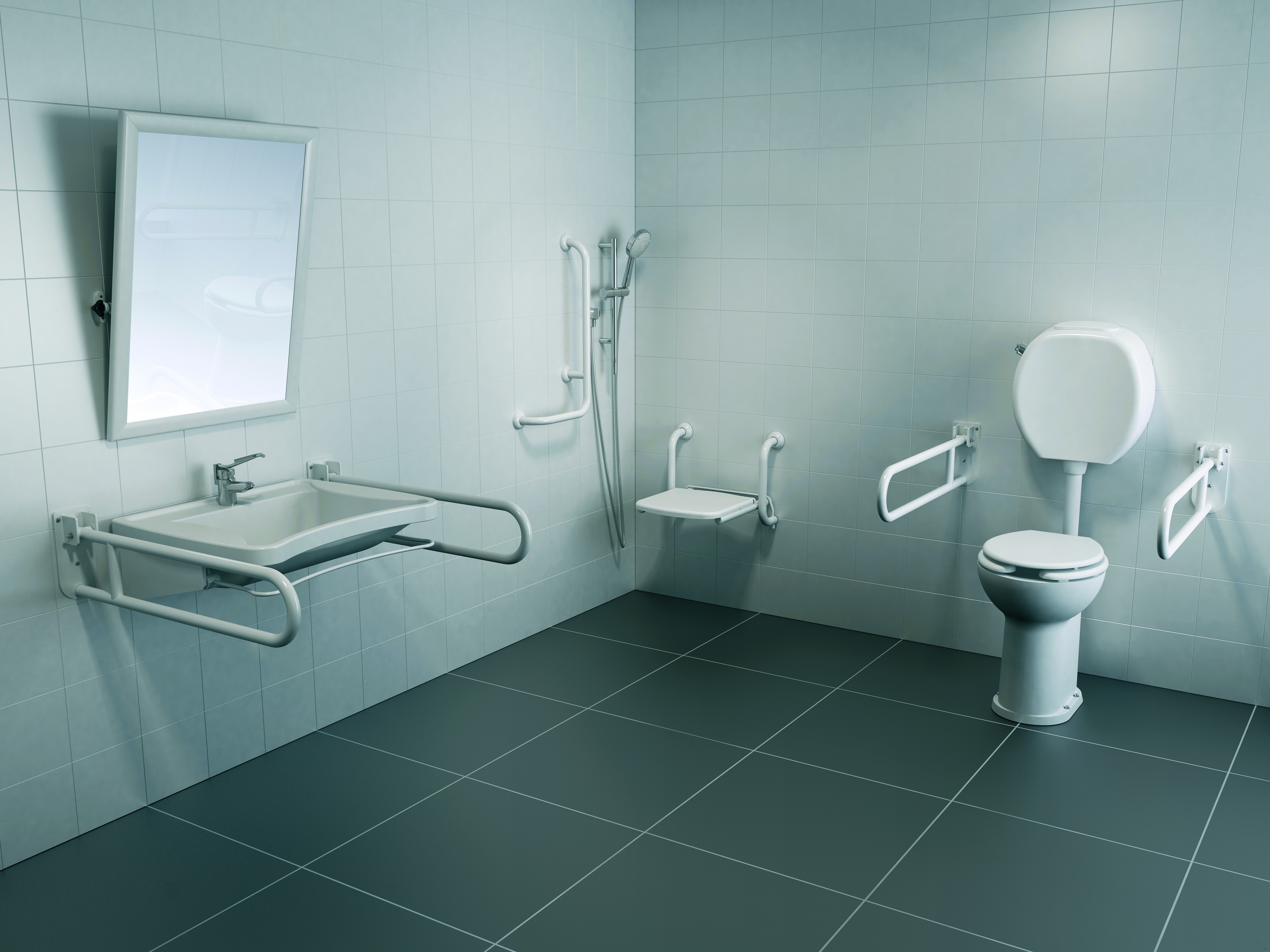 Espejo Basculante Ferrum: Accesibilidad y Estilo para Baños Adaptados